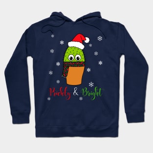 Prickly And Bright - Cute Cactus With Christmas Scarf Hoodie